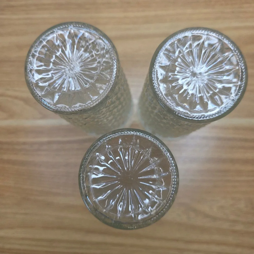 Anchor Hocking Quilted Diamond Tumblers Set of 3 Clear Good Vintage 5.75in